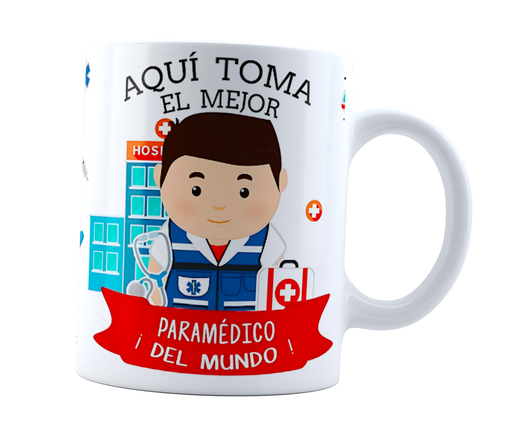 Taza aqui toma el mejor paramedico del mundo | paramedic doctor | Frase regalo divertida | Cerámica Blanca 11 oz | Para Café o té