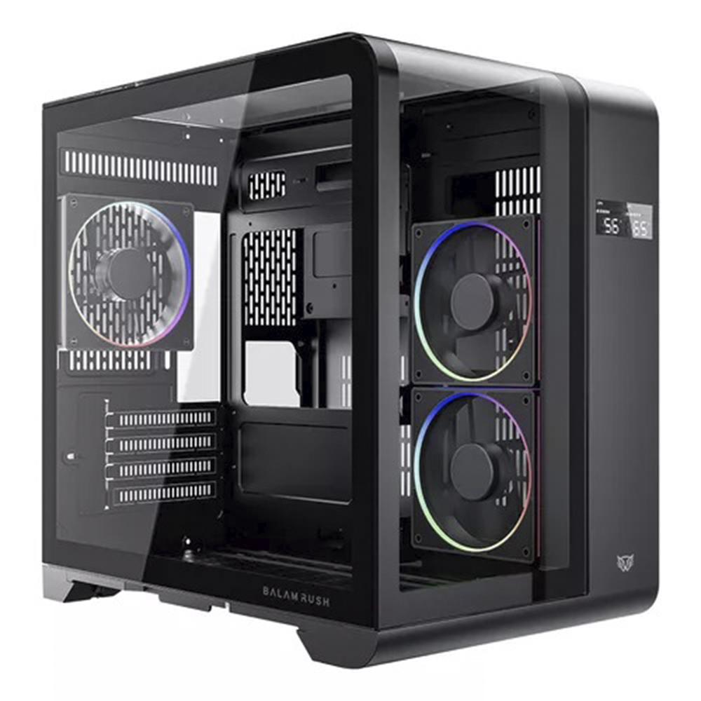 GABINETE BALAM RUSH TANK EXPERT CURVE 6400 NEGRO M-ATX DIGITAL 4VENT ARGB CRISTAL S/FUENTE BR-941617 