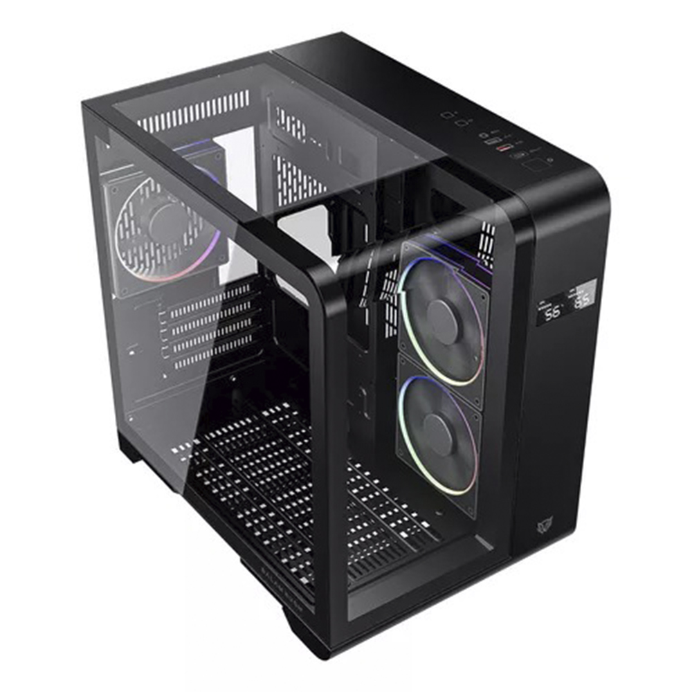 GABINETE BALAM RUSH TANK EXPERT CURVE 6400 NEGRO M-ATX DIGITAL 4VENT ARGB CRISTAL S/FUENTE BR-941617 
