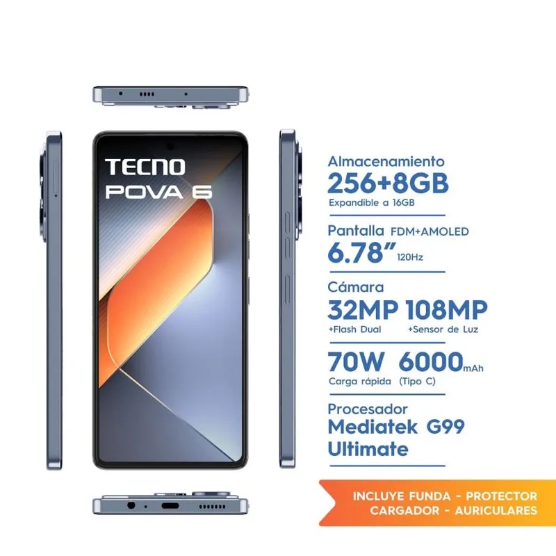 Tecno Pova 6 256Gb 8Ram Color Azul Dualsim Nuevo Libre