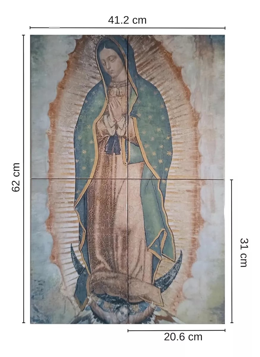 Virgen de Guadalupe Imagen Cuadro Mural 40x60 cm en azulejo