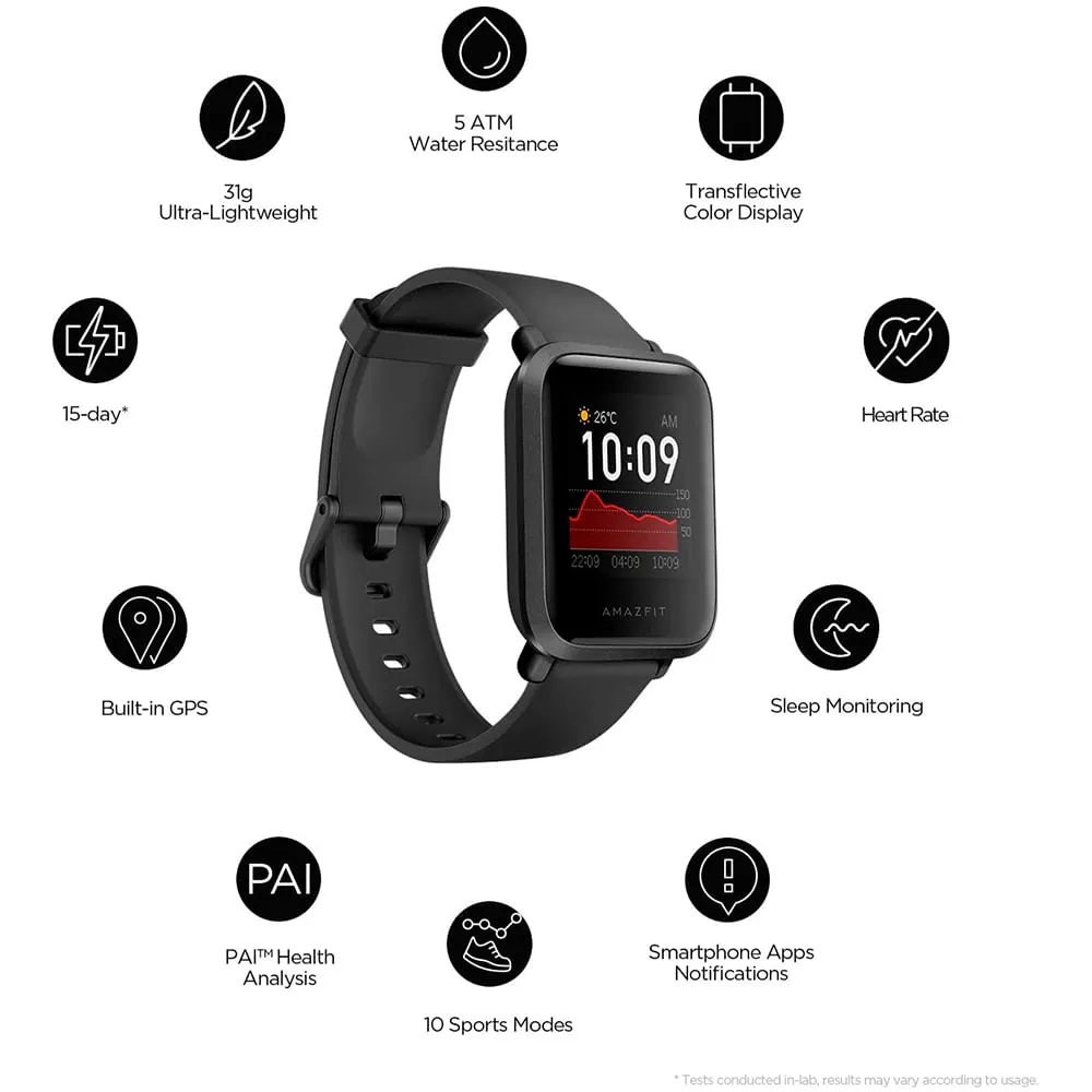 Reloj Amazfit BIP S Carbon Black Modelo A1821