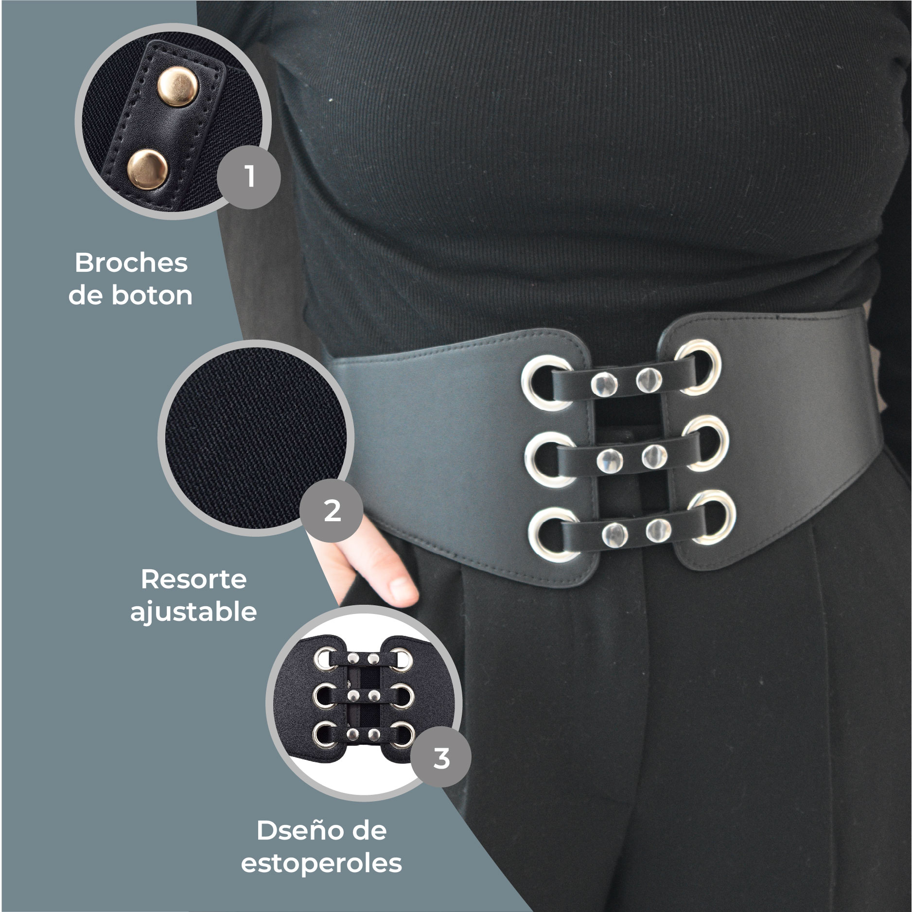 Cinturón Corset Elástico Negro 