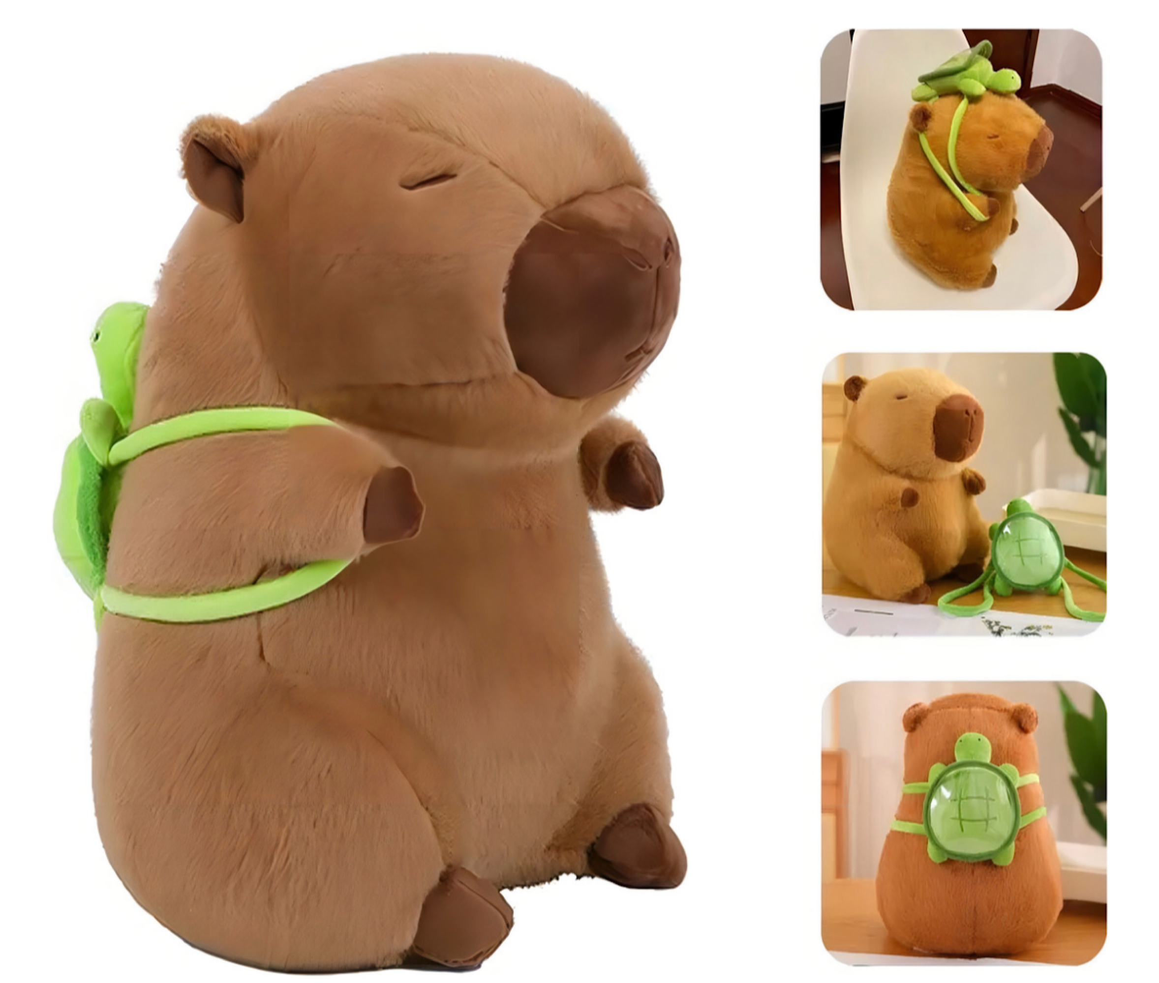 Juguetes de peluche de Capibara y Mochila pequeña con forma de Tortuga.
