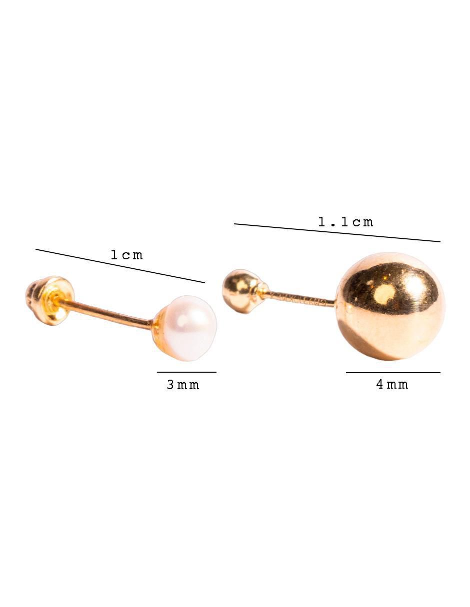 Set de arete en forma redonda Mancini oro 10 K perla