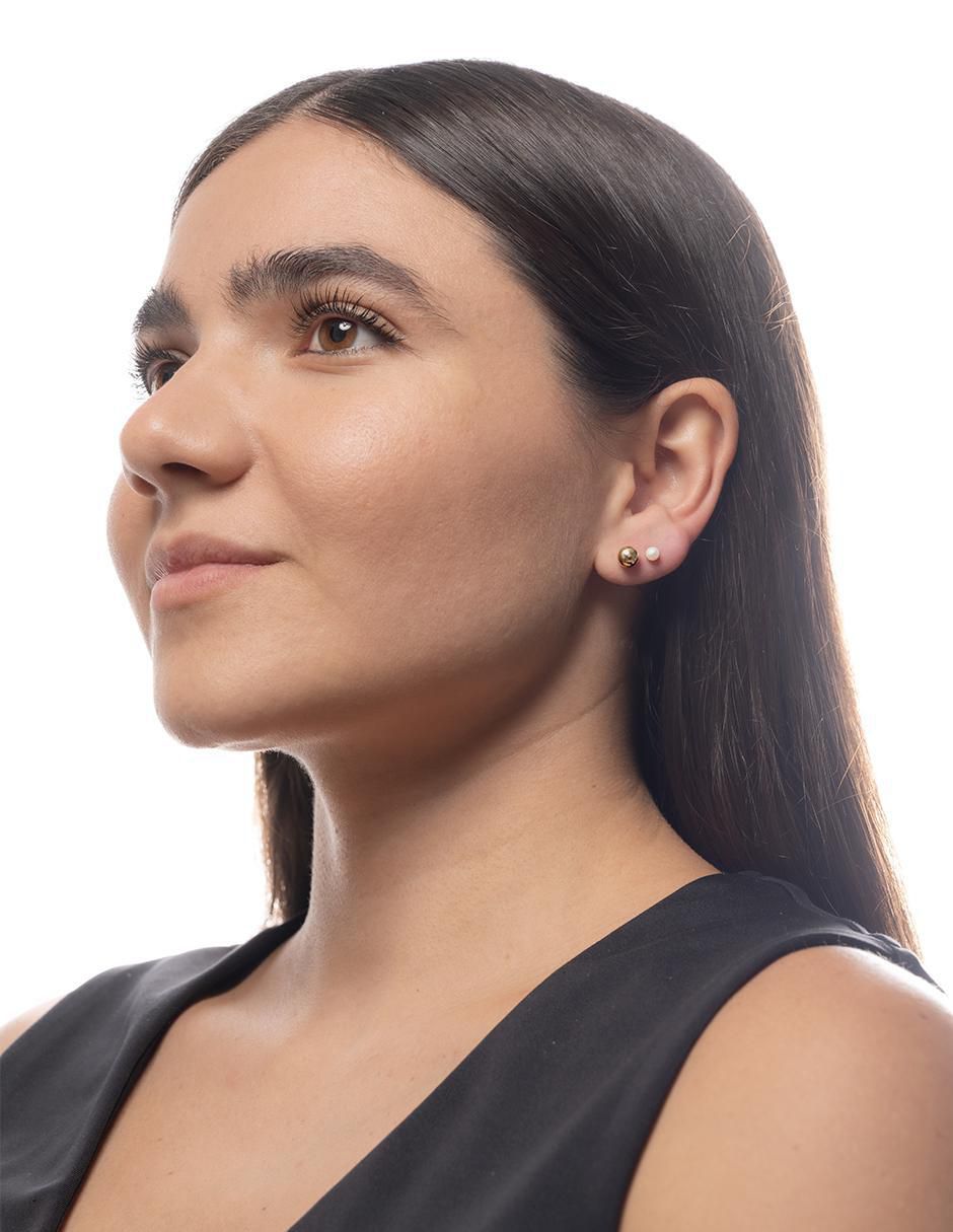 Set de arete en forma redonda Mancini oro 10 K perla