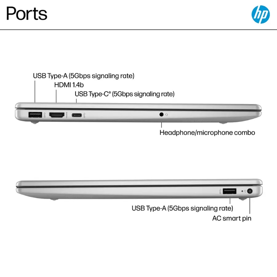 Laptop HP 15 FD0107DX Pantalla 15 1/2 Fhd Procesador Intel Core i7-1255U 16 Gb Ram 512 Gb Ssd  Windows 11 Home Color Silver