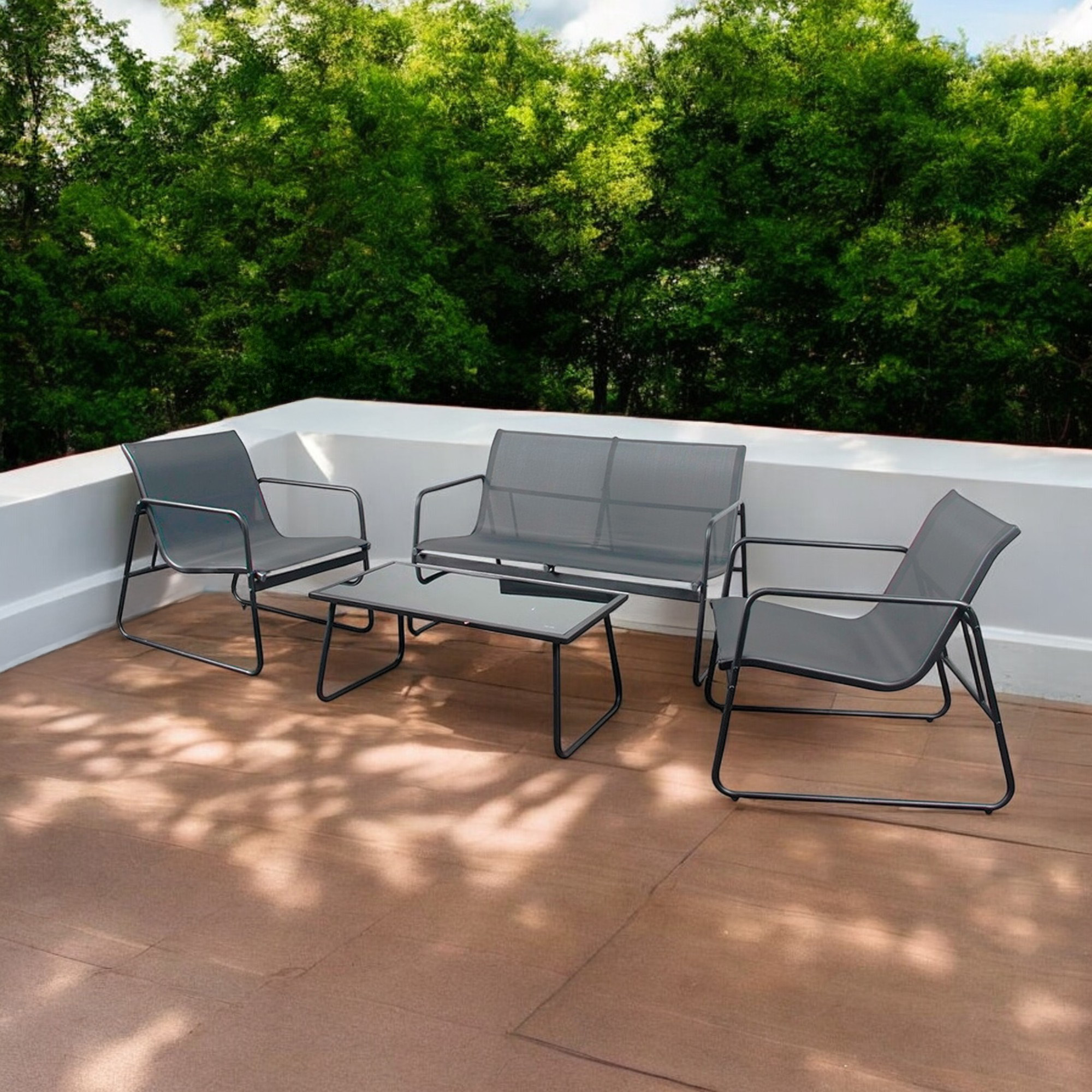 Ilios Innova | Juego de Sala para Jardín 4 Piezas Gris para Exterior