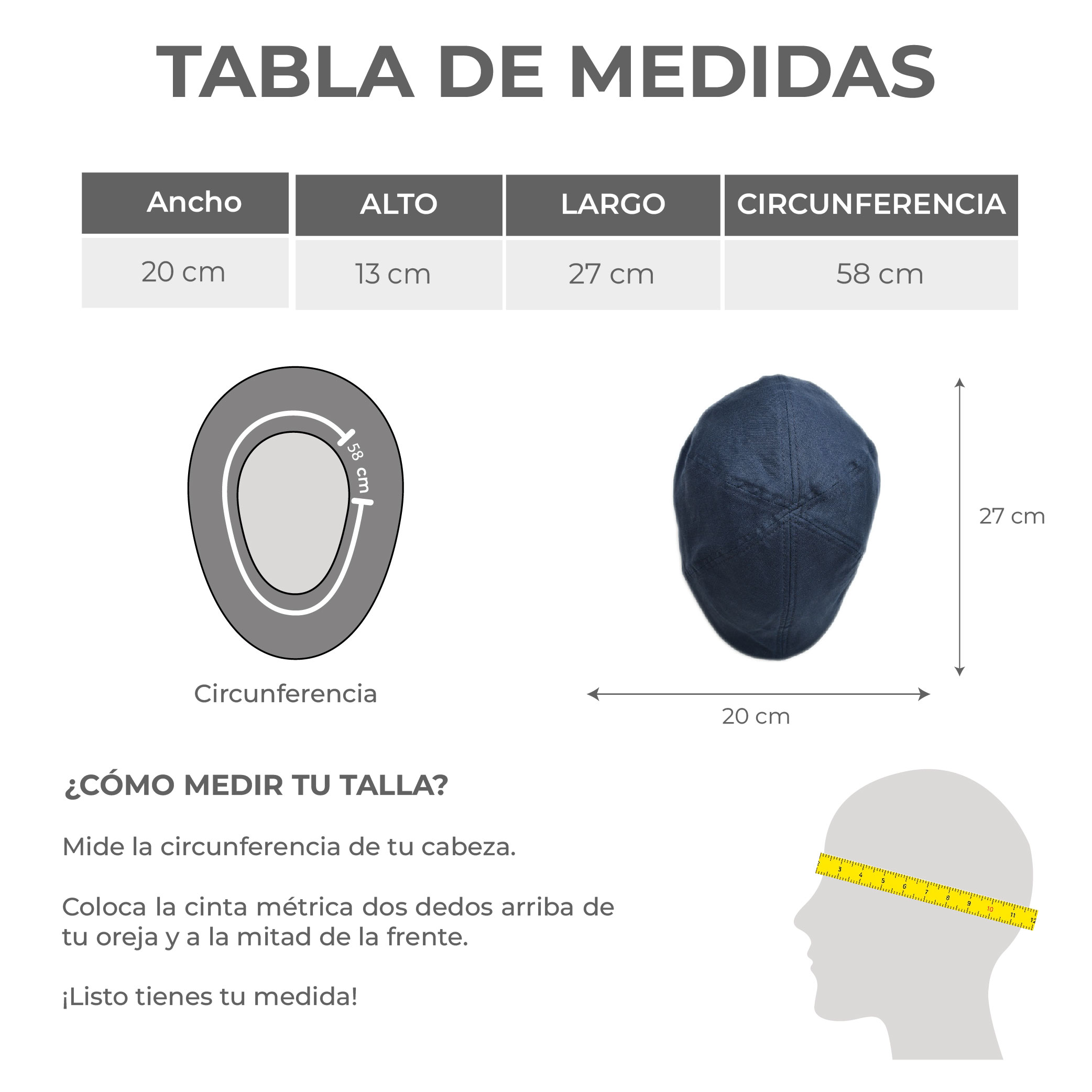 Gorra Boina Azul de Lino Marino Para Caballero 