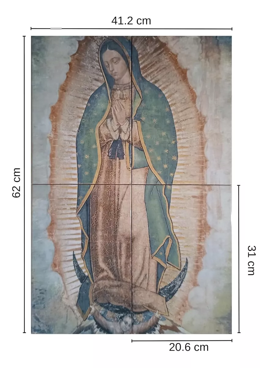Virgen de Guadalupe Cuadro Mural 40x60 cm en Azulejo Exteriores