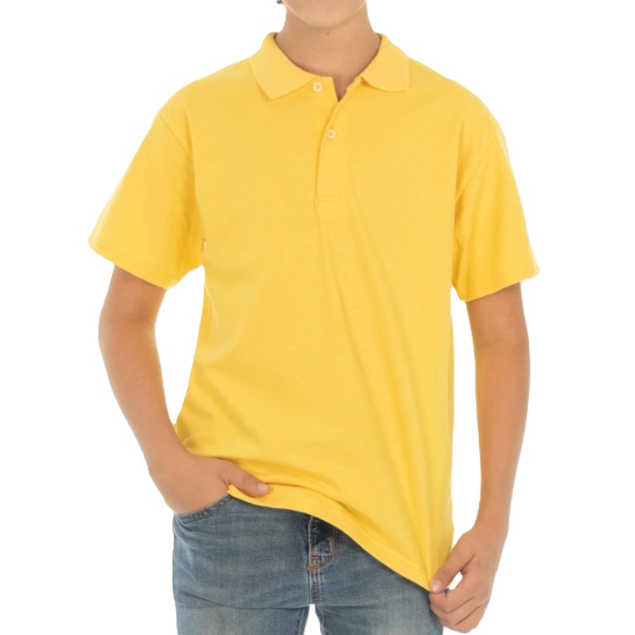 Playera Polo Piqué para Niños- Tallas 4 a la 16 - Color Amarillo - 100% Algodón