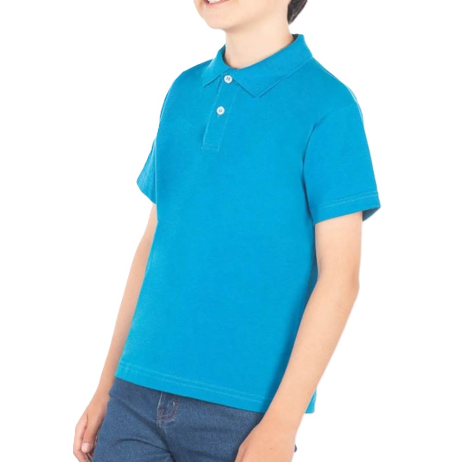 Playera Polo Piqué para Niños- Tallas 4 a la 16 - Color Turquesa - 100% Algodón