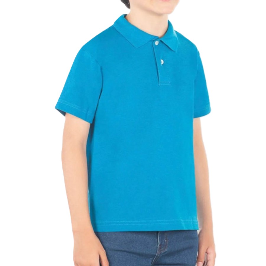 Playera Polo Piqué para Niños- Tallas 4 a la 16 - Color Turquesa - 100% Algodón
