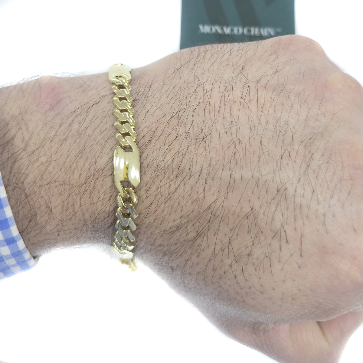 Pulsera Monaco 21cm Cubana 3x1 De 6.5mm Oro 10k Lisa