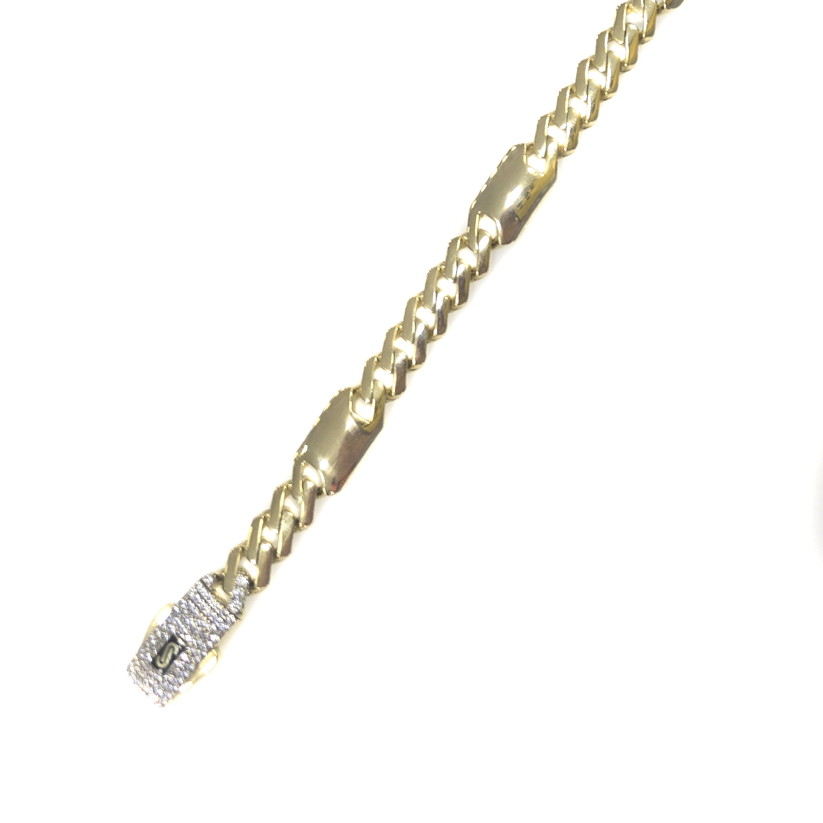 Pulsera Monaco 21cm Cubana 3x1 De 6.5mm Oro 10k Lisa