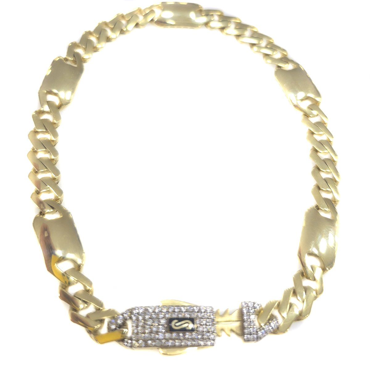 Pulsera Monaco 21cm Cubana 3x1 De 6.5mm Oro 10k Lisa