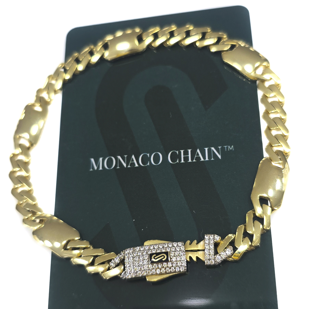 Pulsera Monaco 21cm Cubana 3x1 De 6.5mm Oro 10k Lisa
