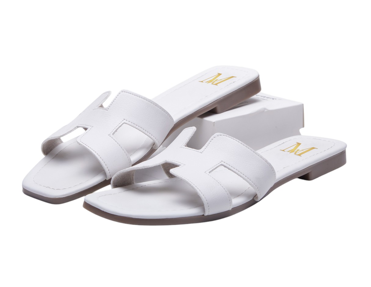 Sandalias Formales Blancas H Calzado Watanabe Tipo Piel para Mujer