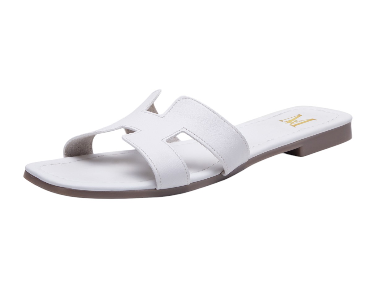 Sandalias Formales Blancas H Calzado Watanabe Tipo Piel para Mujer