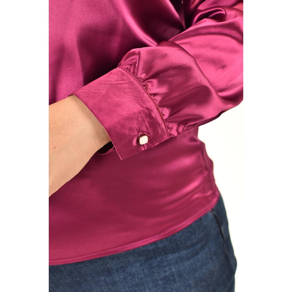 Blusa de satin con lazo Roman Fashion /Tallas Extras, 5101 (Vino)