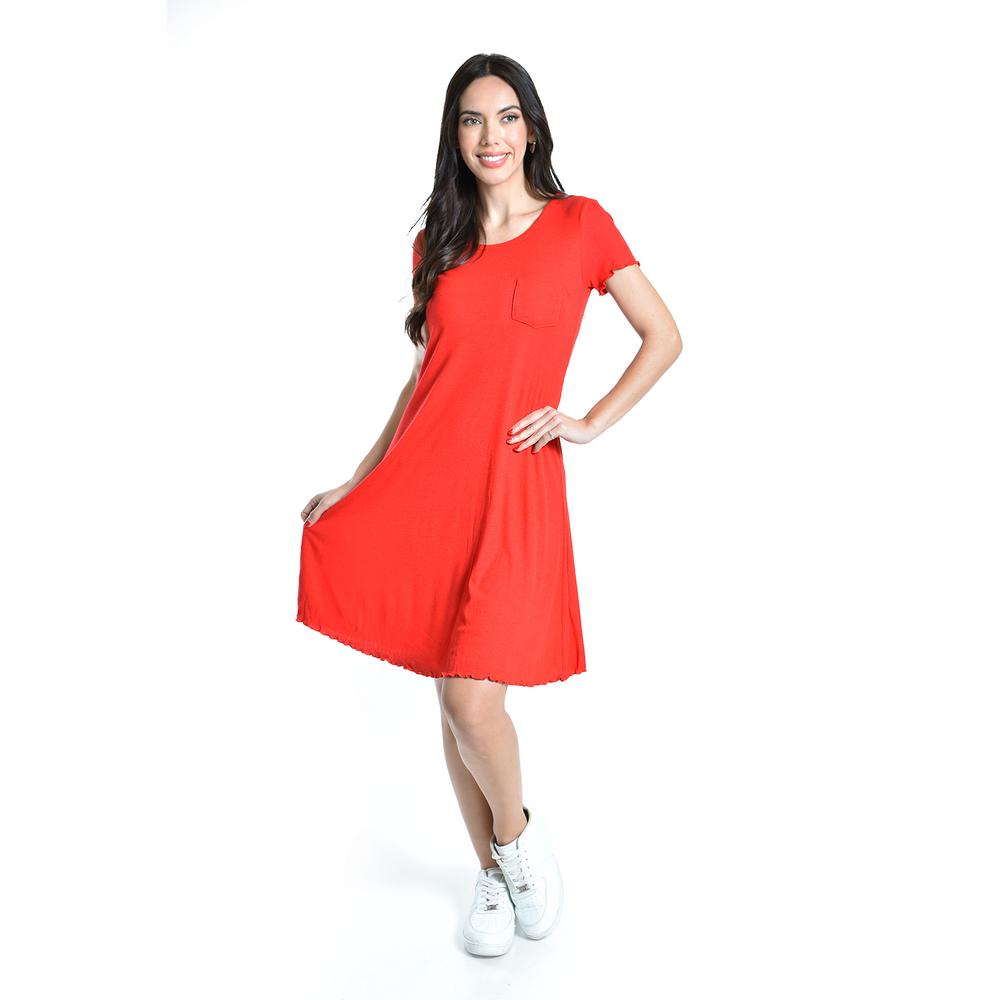 Vestido casual manga corta Roman Fashion / Juvenil, 5319 (Rojo)