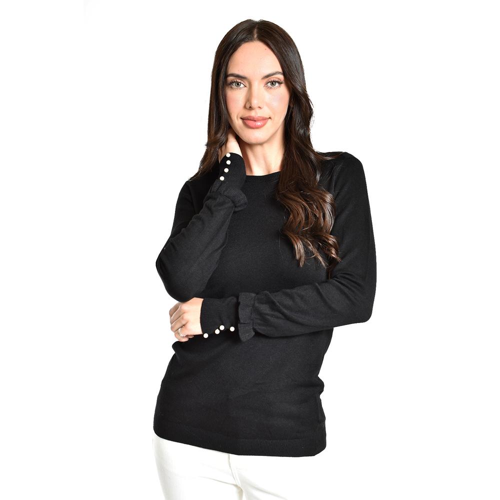 Sueter manga con perlas Roman Fashion /Juvenil, 9258 (Negro)
