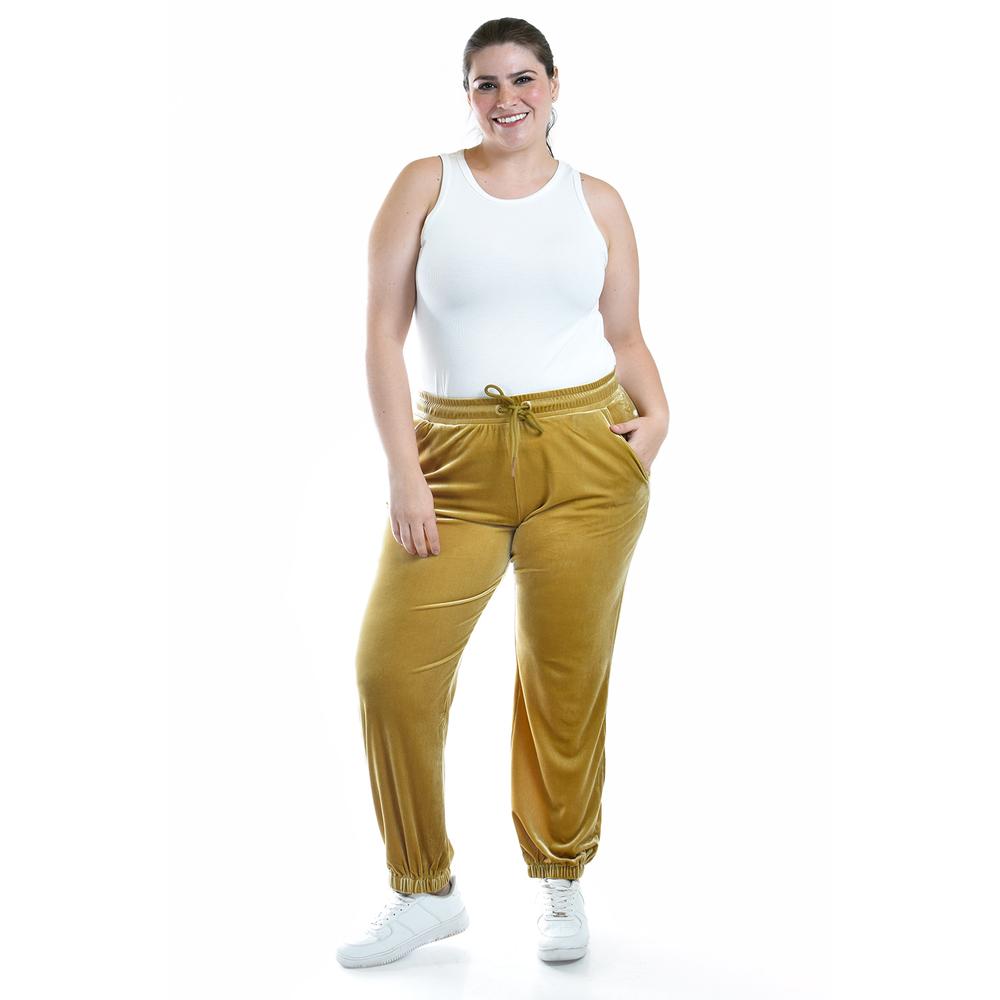 Pantalon jogger de terciopelo Roman Fashion /Tallas Extras, 7127 (Mostaza)