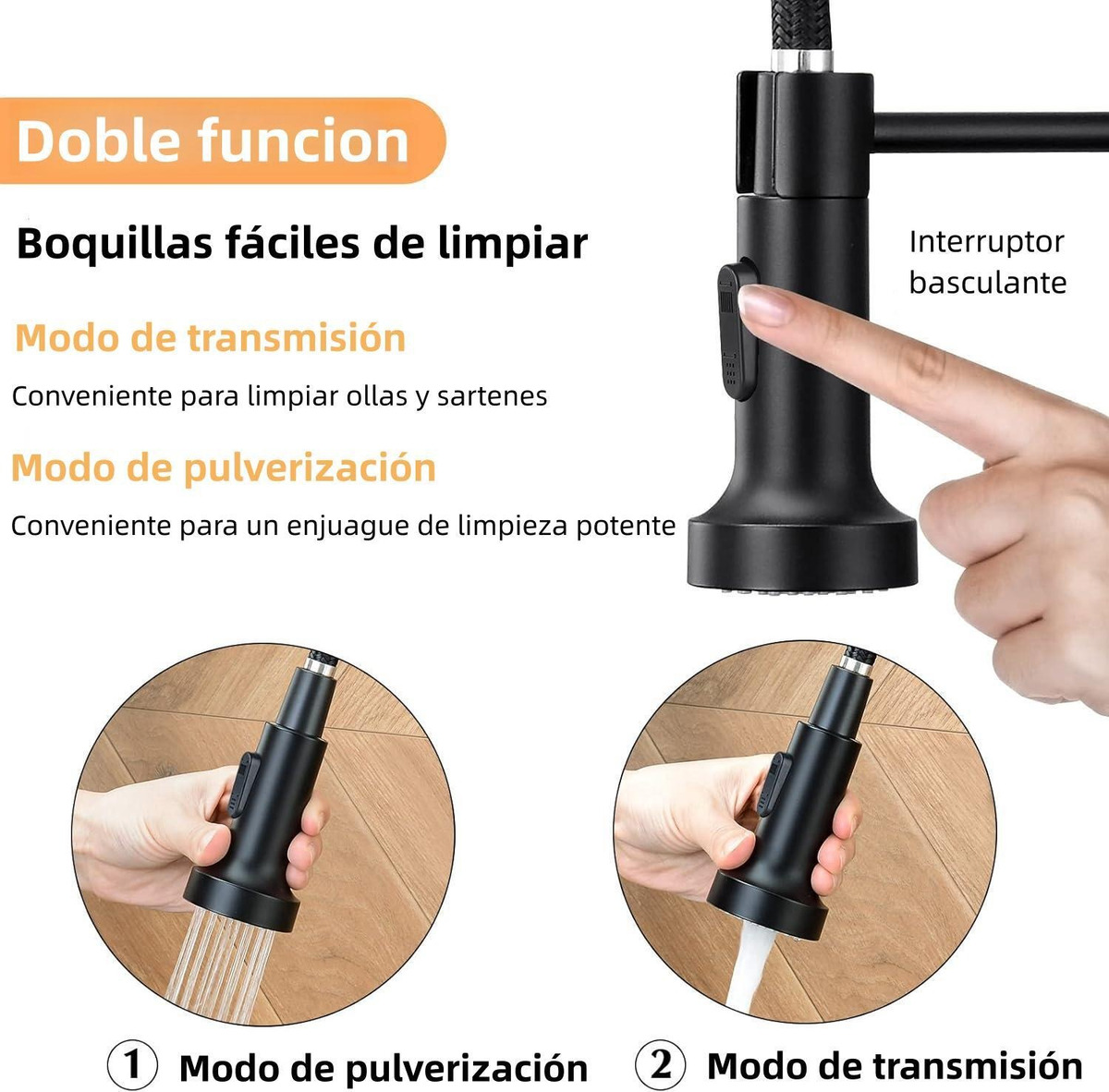Grifo de cocina con resorte de acero inoxidable  muelle giratorio 360° premium fregadero de cocina de agua fría y caliente
