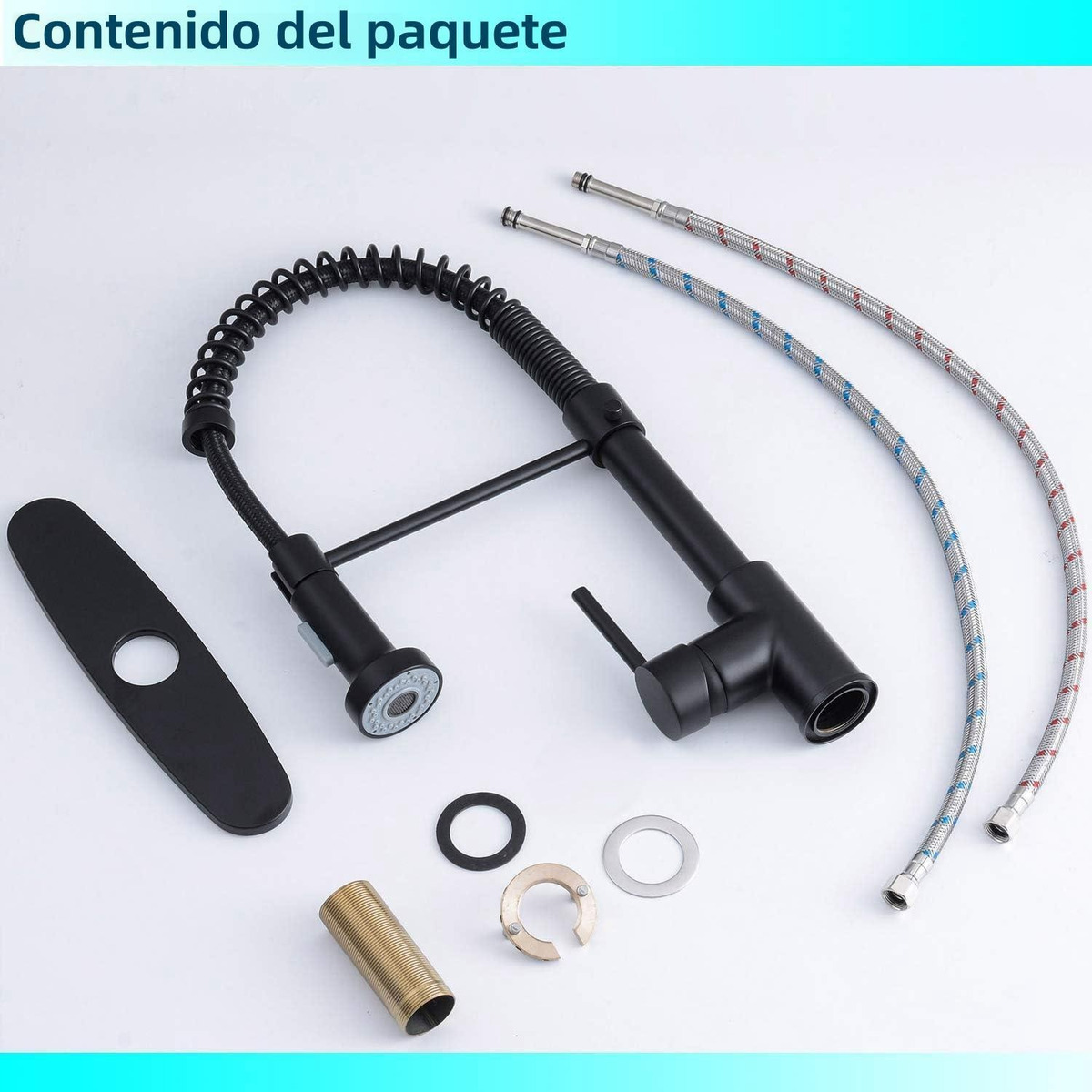 Grifo de cocina con resorte de acero inoxidable  muelle giratorio 360° premium fregadero de cocina de agua fría y caliente