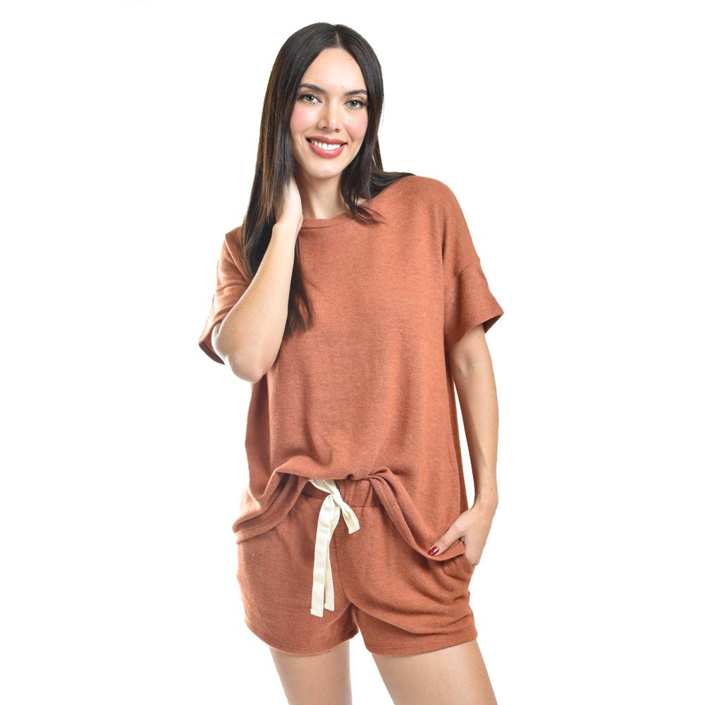 Set de 2 piezas blusa y short Roman Fashion /Juvenil, 4029 (Ladrillo)