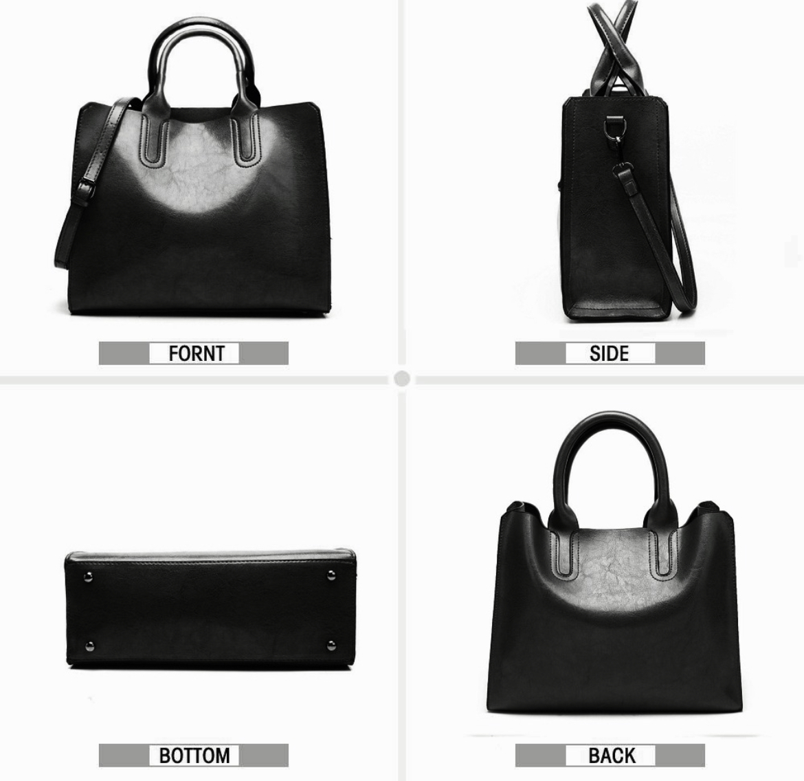 Bolso Weituro De Hombro Con Asa Superior Cuero Pu De Bolsas De Mujer Color Negro