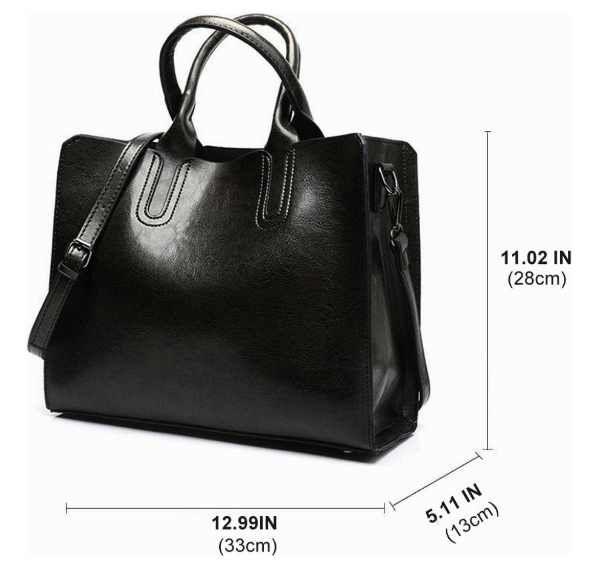 Bolso Weituro De Hombro Con Asa Superior Cuero Pu De Bolsas De Mujer Color Negro