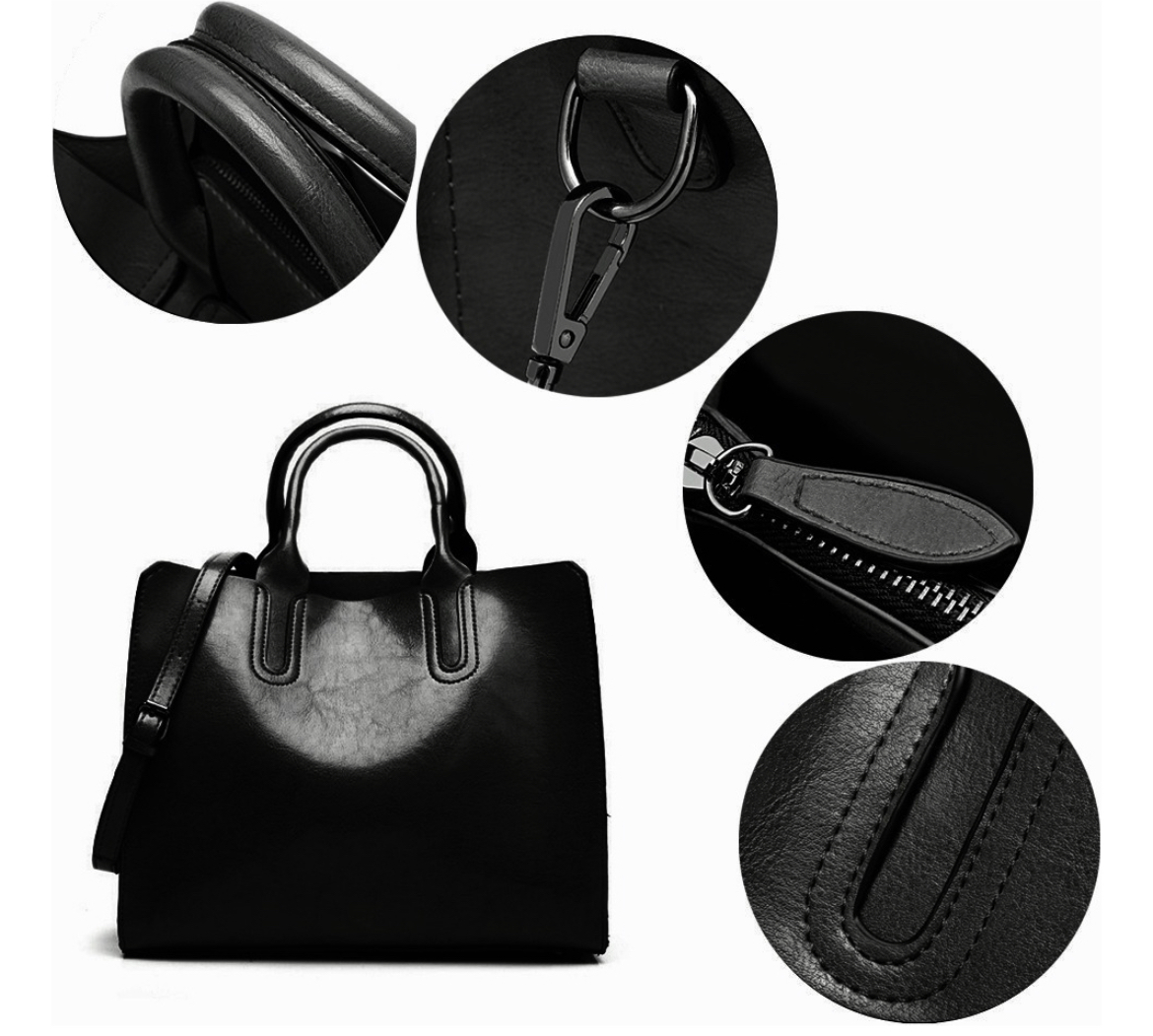 Bolso Weituro De Hombro Con Asa Superior Cuero Pu De Bolsas De Mujer Color Negro