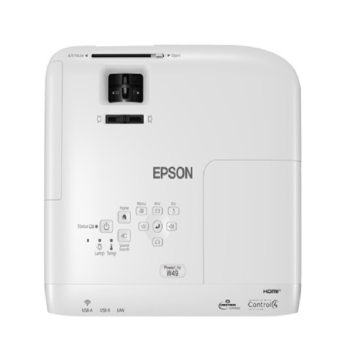 Proyector Portátil Epson PowerLite W49 3LCD, WXGA 1280 x 800, 3800 Lúmenes, Blanco.