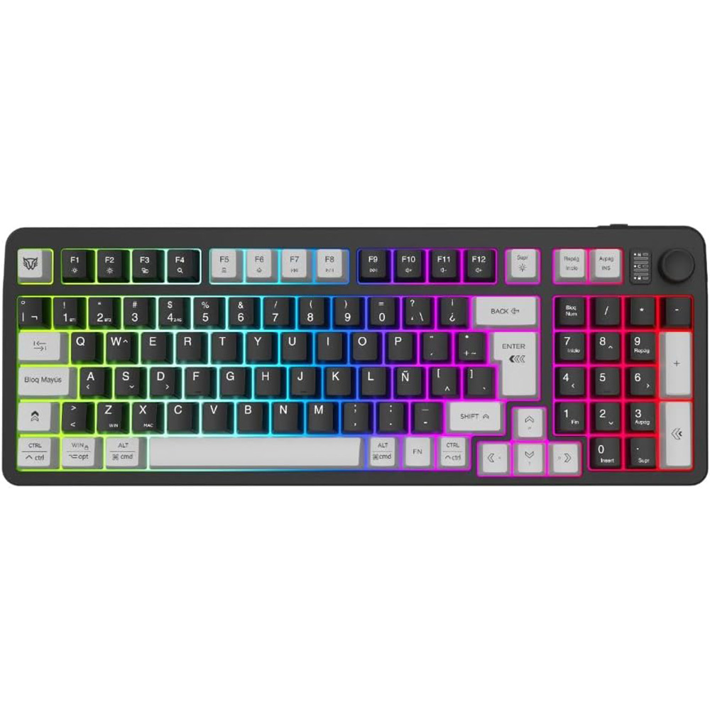 KIT 2 EN 1 WIFI BALAM RUSH SQUAD CONQUEST PRO KG525 NEGRO TECLADO 85% + MOUSE 7200DPI RGB BLUETOOTH RECARGABLE BR-940429