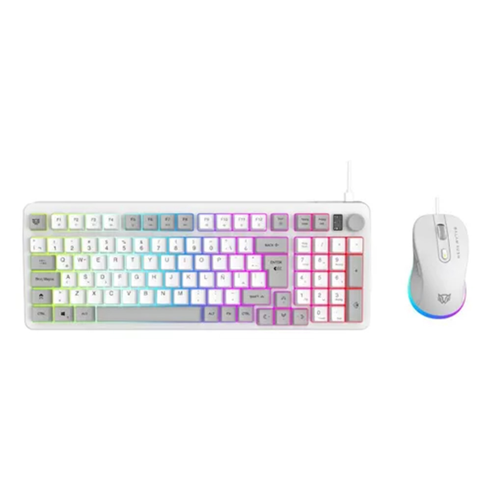 KIT 2 EN 1 WIFI BALAM RUSH SQUAD CONQUEST PRO KG525 BLANCO TECLADO 85% + MOUSE 7200DPI RGB BLUETOOTH RECARGABLE BR-940436