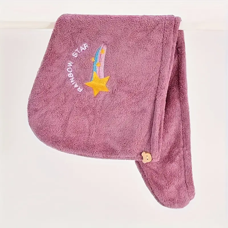Toalla para Cabello, Secado Rápido, Boton De Osito, Natación, Spa y Baño, Turbante Para Pelo, 2 Piezas