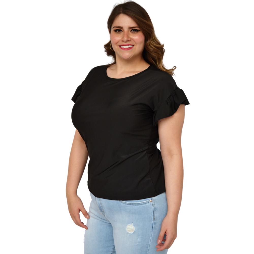 Blusa satinada talla extra, modelo 1777 (Negro)