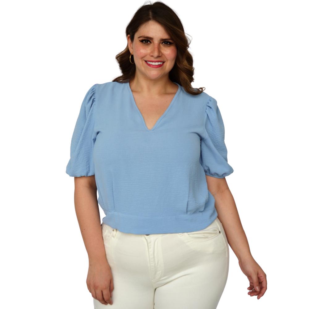 Blusa con abertura posterior (talla extra), modelo 0402 (Azul)