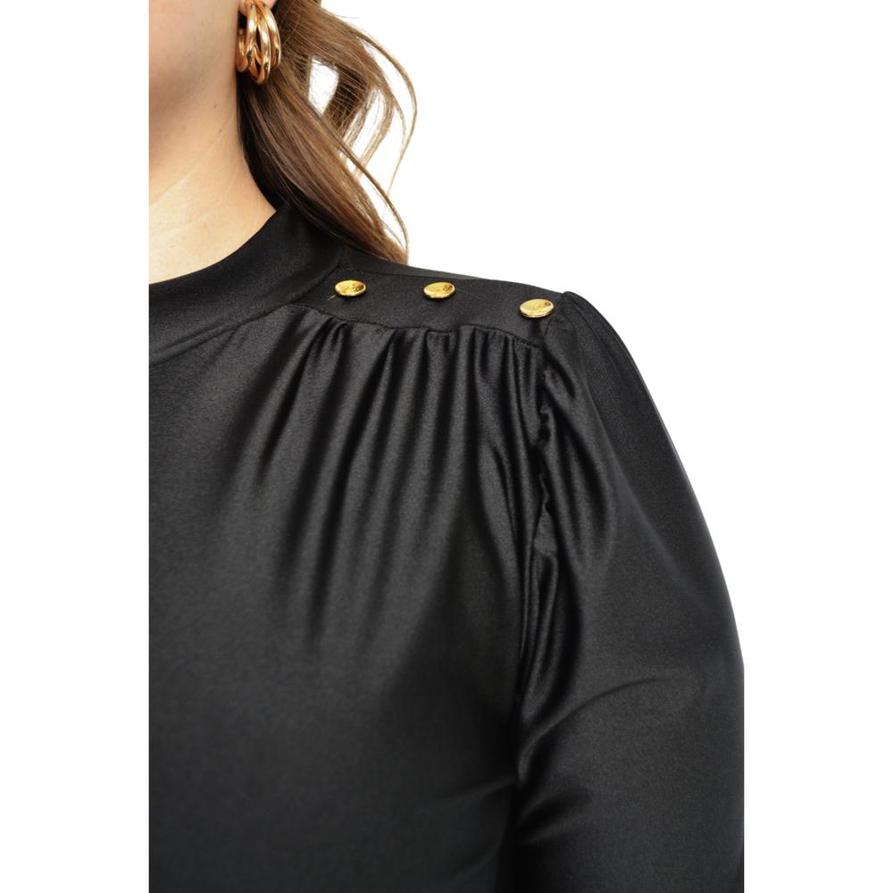 Blusa de satín Roman Fashion/Tallas Extras, 1802 (Negro)