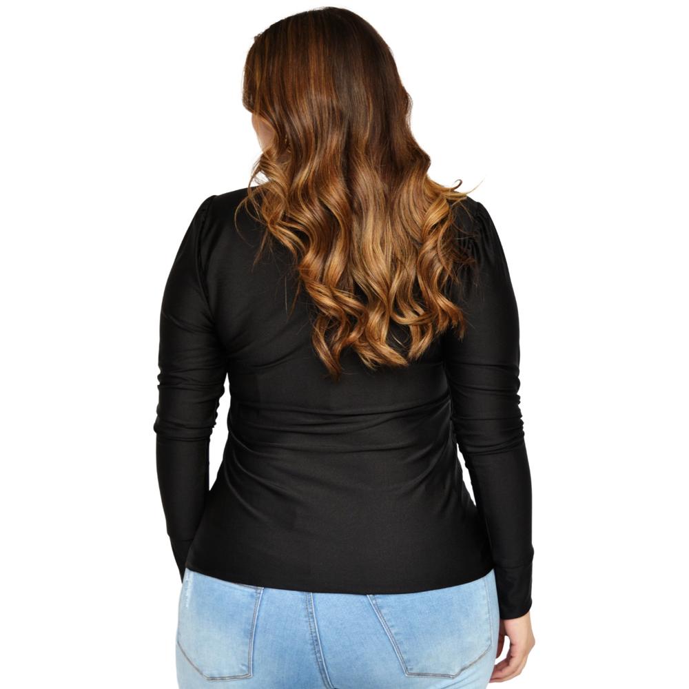 Blusa de satín Roman Fashion/Tallas Extras, 1802 (Negro)