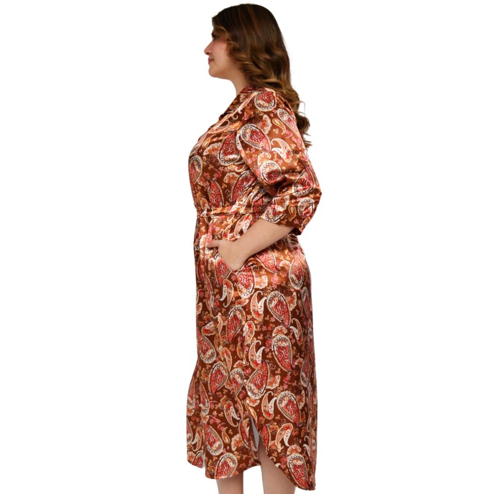 Vestido/Kimono de satin, Roman Fashion/Tallas Extras 1765 (Cafe)