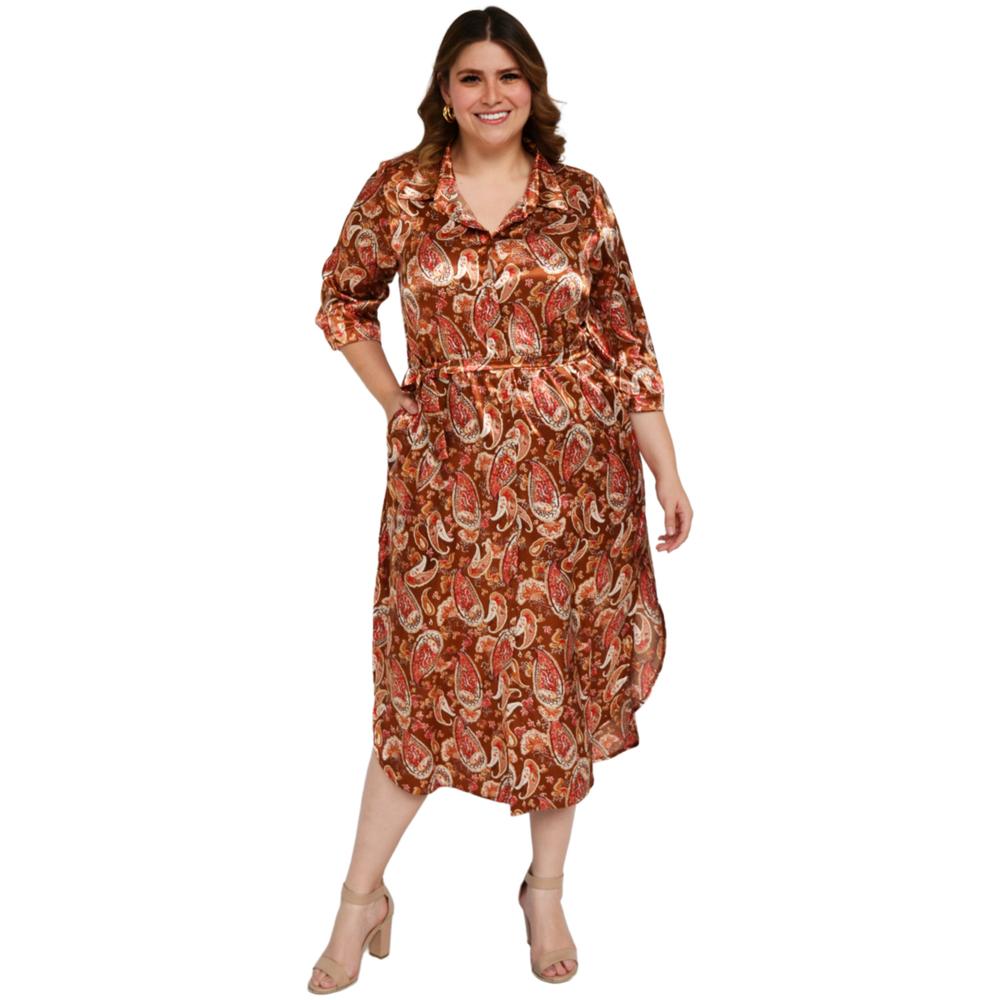 Vestido/Kimono de satin, Roman Fashion/Tallas Extras 1765 (Cafe)