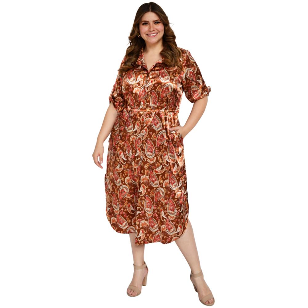 Vestido/Kimono de satin, Roman Fashion/Tallas Extras 1765 (Cafe)