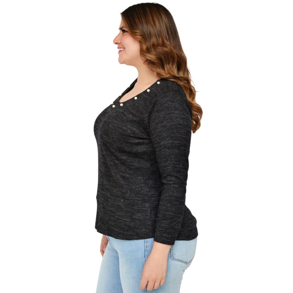 Blusa tejida con perlas Roman Fashion/Tallas Extras 1138 (Gris)