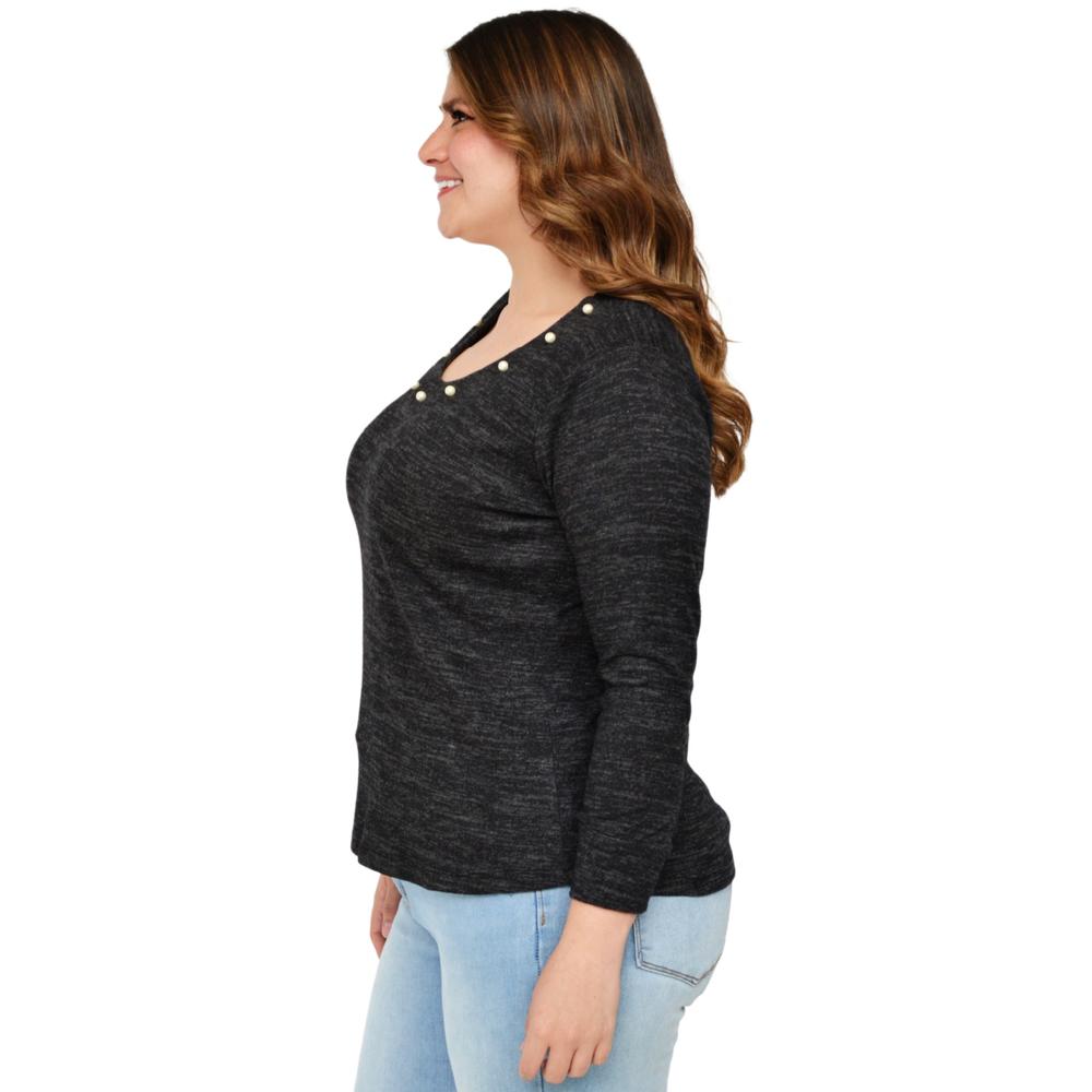 Blusa tejida con perlas Roman Fashion/Tallas Extras 1138 (Gris)