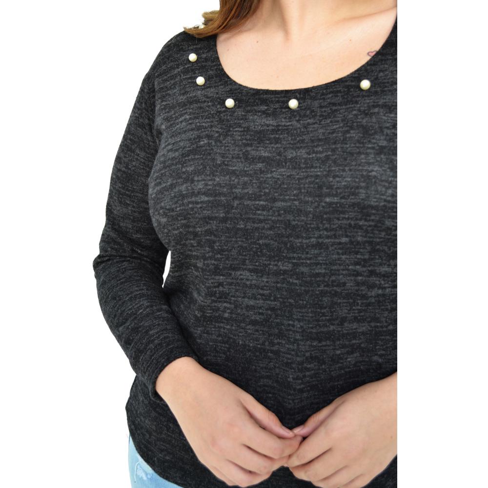 Blusa tejida con perlas Roman Fashion/Tallas Extras 1138 (Gris)