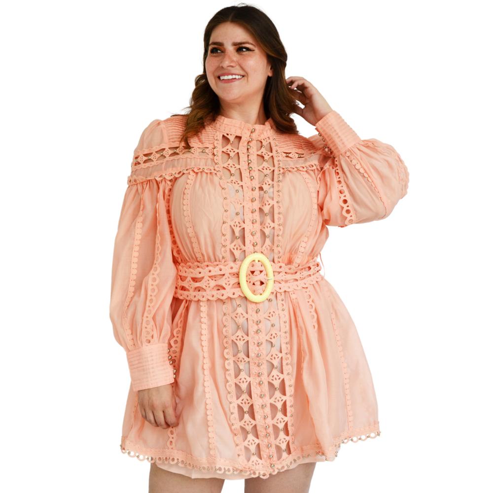 Vestido de chiffon Tallas Extras, 51807 (Durazno)