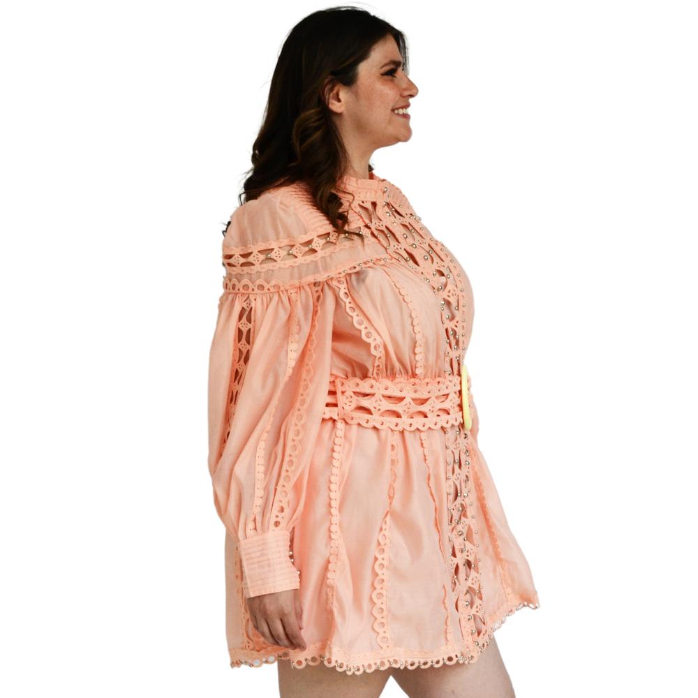 Vestido de chiffon Tallas Extras, 51807 (Durazno)