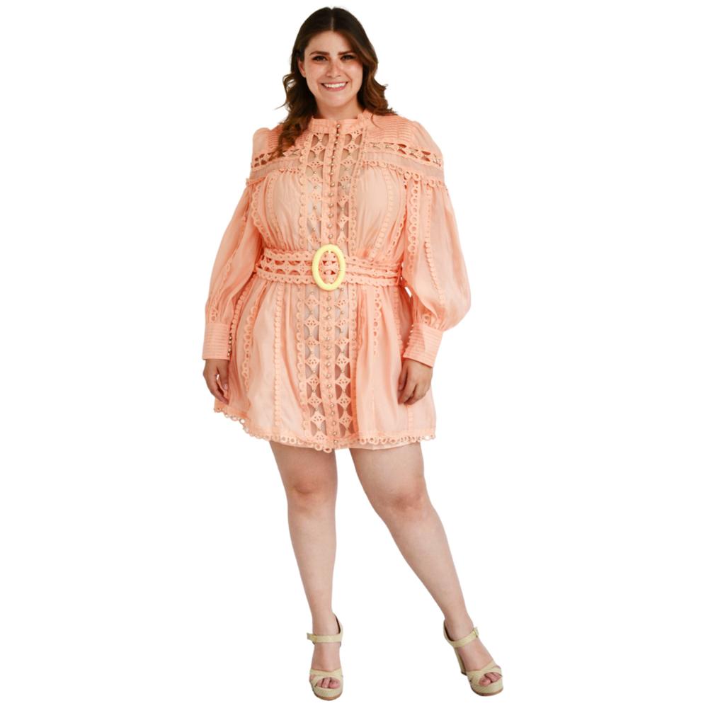 Vestido de chiffon Tallas Extras, 51807 (Durazno)